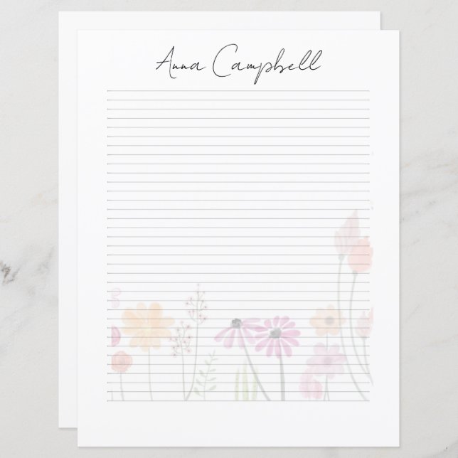 Elegant Script Monogram Personalized Stationery (Frente/Verso)