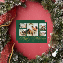 Elegant Script Photo Collage Traditional Christmas