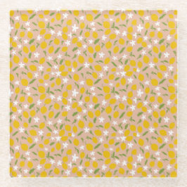 Elegant  Sicilian Lemon Glass Coasters 