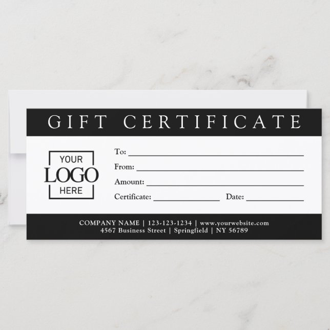 Elegant Simple Custom Business Gift Certificate  (Frente)