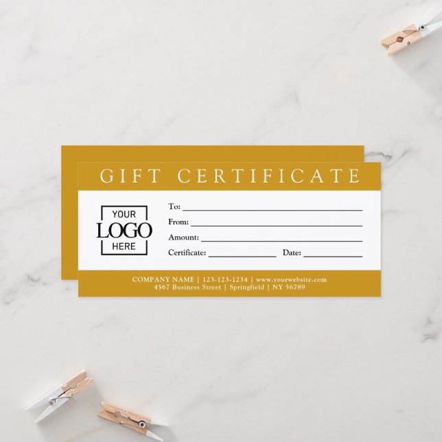 Elegant Simple Custom Business Gift Certificate wi (Frente/Verso In Situ)