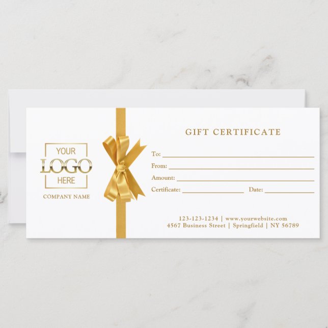 Elegant Simple White Business Gift Certificate (Frente)