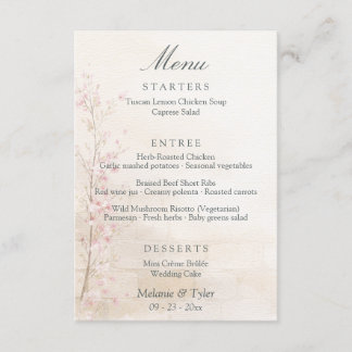 Elegant Spring Botanical Wedding Menu Card
