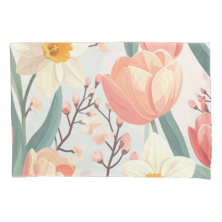 Elegant Spring Floral Pillow – Pastel Tulips