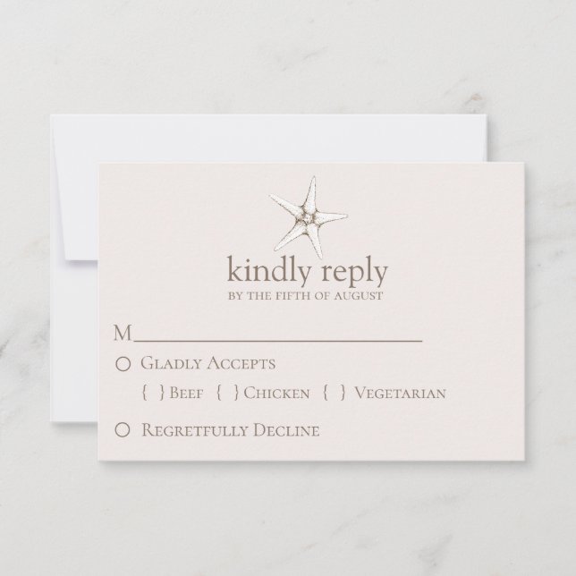 Elegant Starfish Wedding RSVP (Frente)