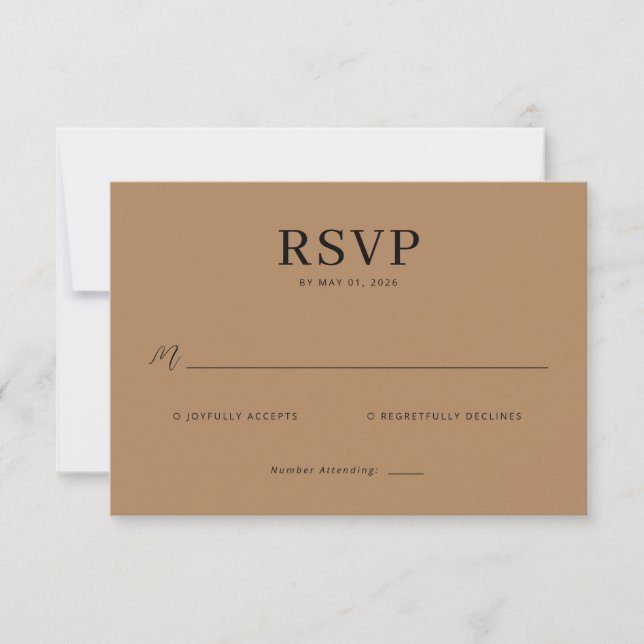 Elegant Tan RSVP Card (Frente)