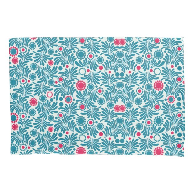 Elegant Teal and Magenta Foliage Pattern (Frente-Esquerda)