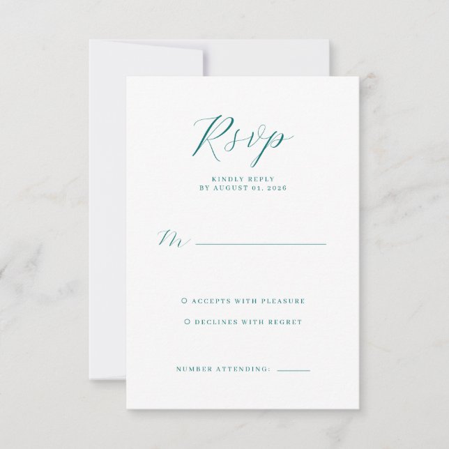 Elegant Teal RSVP Card (Frente)