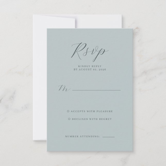 Elegant Teal RSVP Card (Frente)