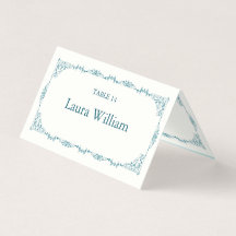 Elegant Turquoise Floral Table Number & Guest Name