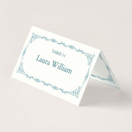 Elegant Turquoise Floral Table Number & Guest Name