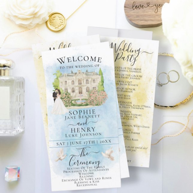 Elegant Venue Bride Groom Luxury Weding Program (Criador carregado)