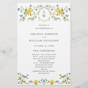 Elegant Watercolor Floral Wedeemony Program