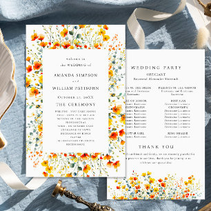 Elegant Watercolor Floral Wedeemony Program