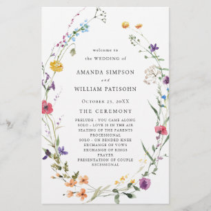 Elegant Watercolor Floral Wedeemony Program