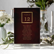 Elegant wedding guests seating chart table number