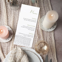 Elegant Wedding Menu with Venue Illustration