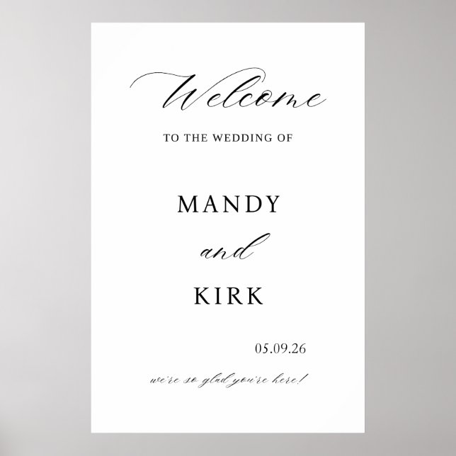 Elegant Wedding Welcome Sign Poster (Frente)