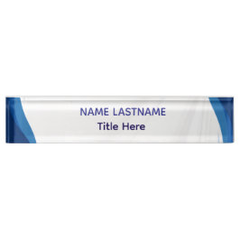 Elegant white & Blue custom name Desk Nameplate