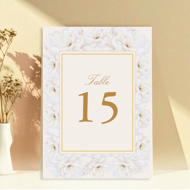 Elegant White Floral Ivory Gold Border Table (Criador carregado)