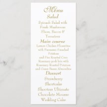 Elegant White & Gold Menu card