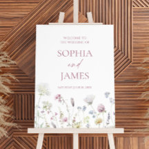 Elegant Wildflower Floral Wedding Welcome Sign