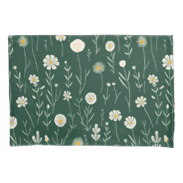 Elegant Wildflower Pattern on Dark Green 