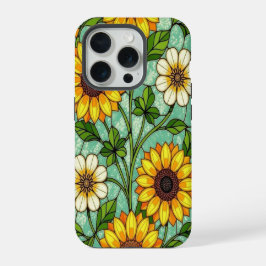 Elegant Wildflower sunflowers clover stained Glass
