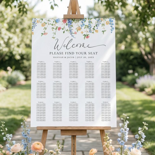 Elegant Wildflower Wedding Seating Chart Poster (Criador carregado)