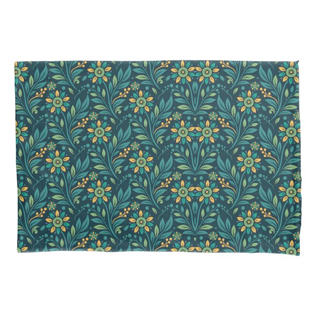 Elegant Yellow and Teal Floral Pattern Design (Frente-Esquerda)