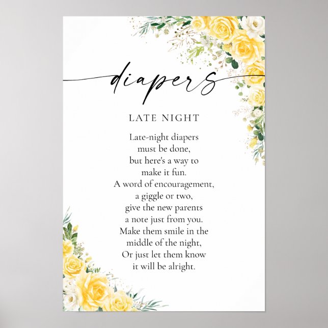 Elegant Yellow Baby Shower Poster (Frente)