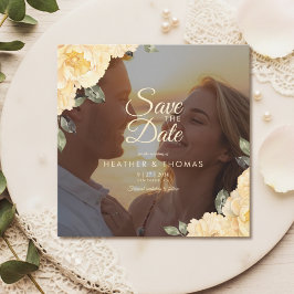 Elegant Yellow Floral Photo Save The Date 