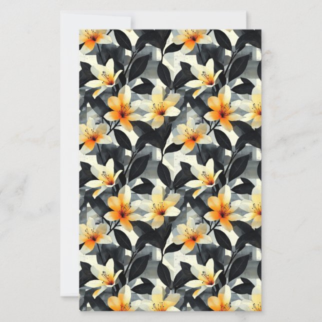 Elegant Yellow Lily Flowers Scrapbook Paper (Frente)
