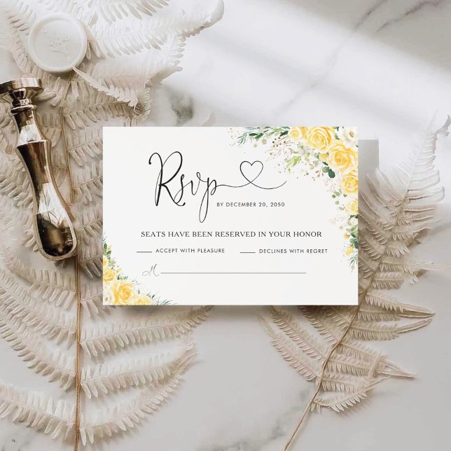 Elegant Yellow Wedding RSVP Card (Criador carregado)