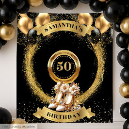 Elegante 50º Aniversário Tapeçaria Dourada Cérebro