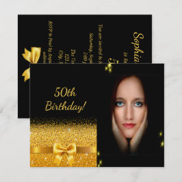 Elegante 50.º aniversário convite a uma foto em ou