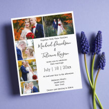 elegante 5 fotos colagem convite para casamento mo