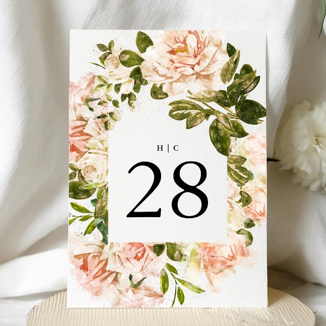 Elegante 5 x 7 Florals Números de Mesa de Casament (Criador carregado)