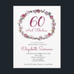 Elegante 60 E Convites de aniversário Fabulosos<br><div class="desc">Elegante 60 e fabuloso convite de aniversário de coroa rosa e rosa vermelha com um guião ou burgundy de tendências em branco. Na moda e adorável.</div>