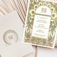 Elegante 90 de Aniversário Convite Art Nouveau Muc