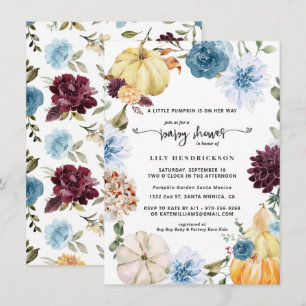 Elegante Abóbora Floral Chás de Bebê de Outono