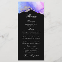 Elegante Abstrato Ametist Black Wedding Menu