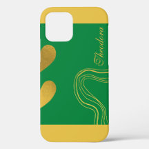Elegante Abstrato Dourado Real Verde