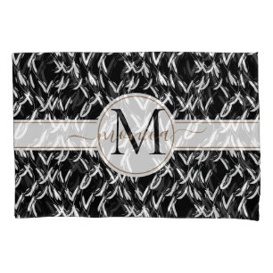 Elegante Abstrato Floral Dourado Monograma