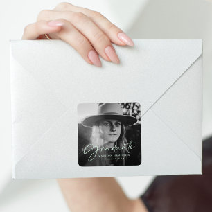 Elegante Adesivos de Foto de Formatura em Verde Me