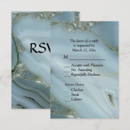 Elegante Ágata Azul Marmoreada RSVP com Opções de 