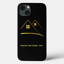 Elegante Agência Imobiliária Preto e Dourado