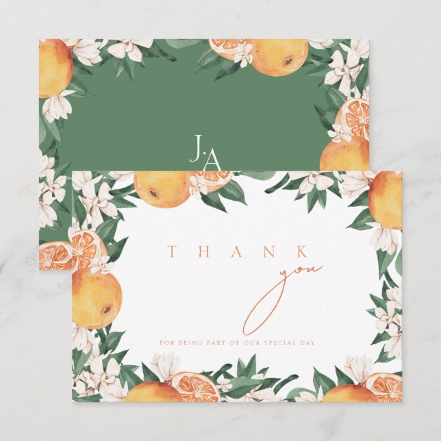 Elegante Agradecimento de Casamento com Flor de La (Frente/Verso)