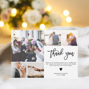 Elegante agradecimento de casamento em preto e bra