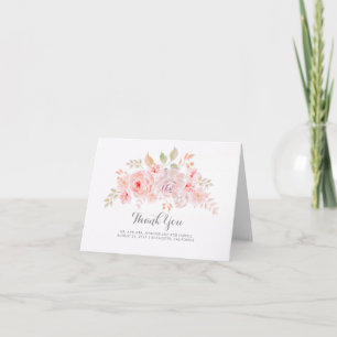 Elegante agradecimento de casamento floral rosa